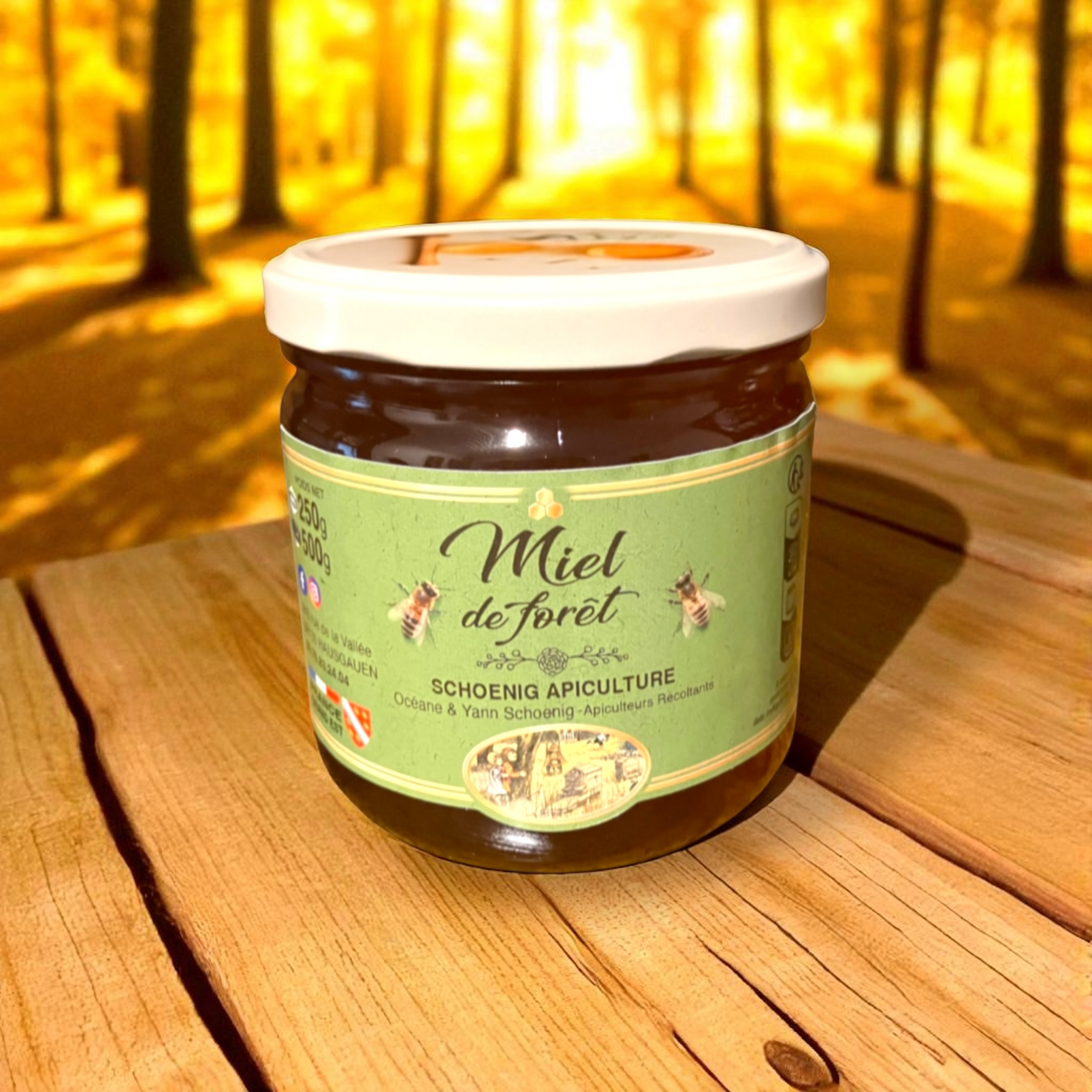 Pot de miel de forêt artisanal au goût boisé et intense