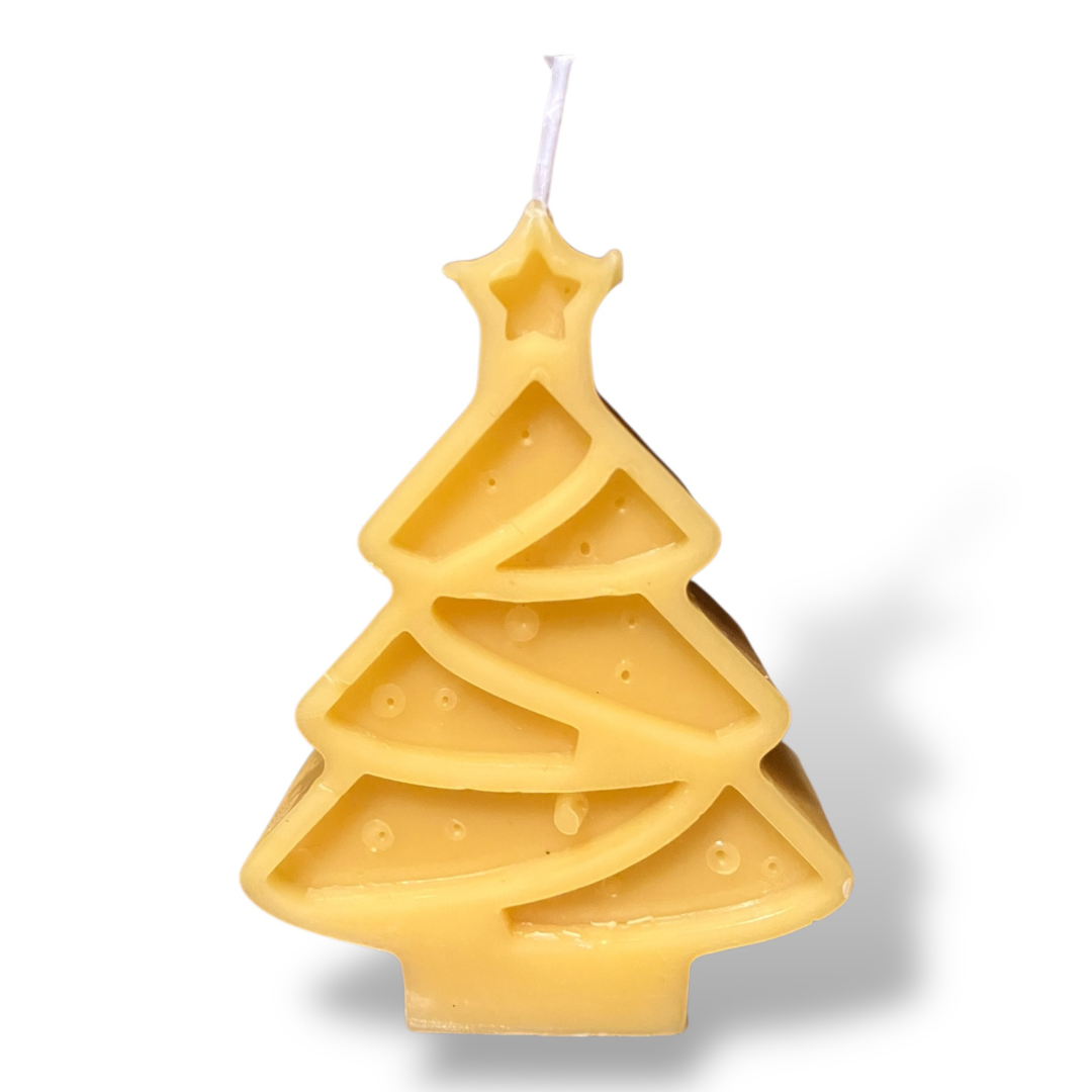 Bougie cire d'abeille Sapin Guirlandes