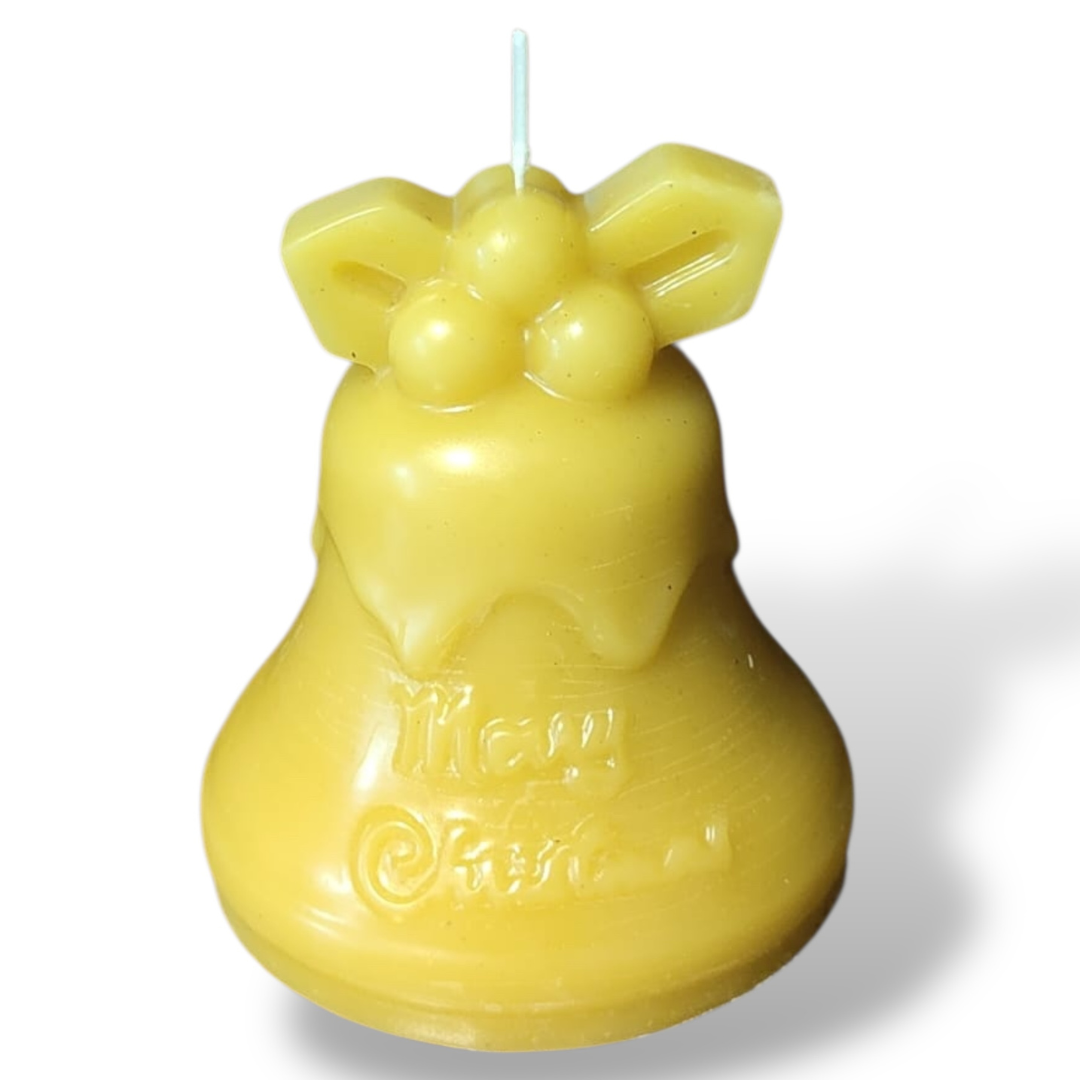 Bougie cire d'abeille cloche de Noël Guy