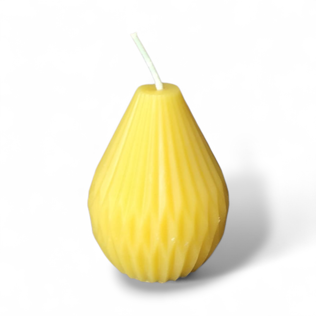 Bougie cire d'abeille Poire striée - Schoenig apiculture