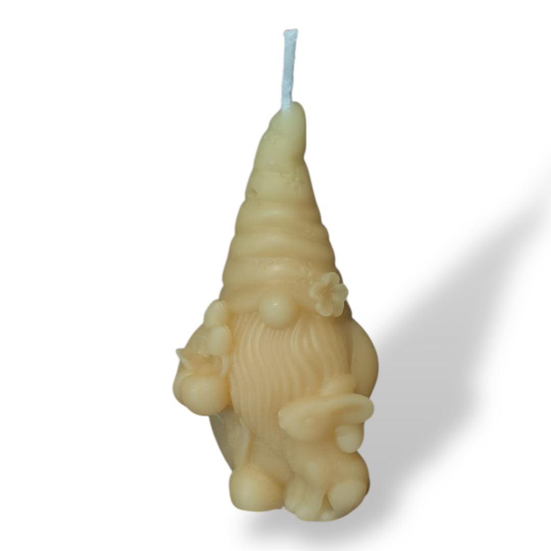 Bougie cire d'abeille lutin de pâques Lapin & Panier