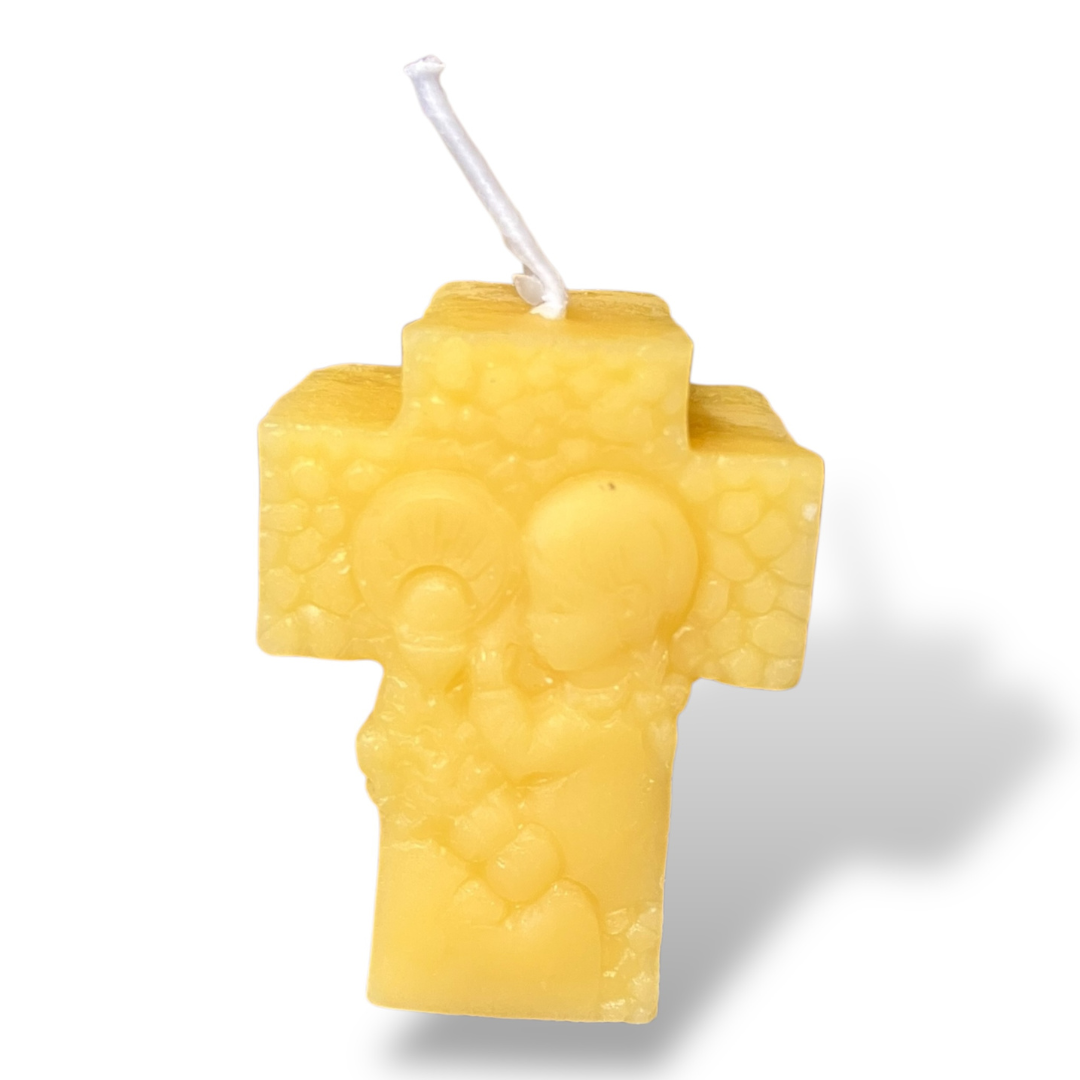 Bougie cire d'abeille croix