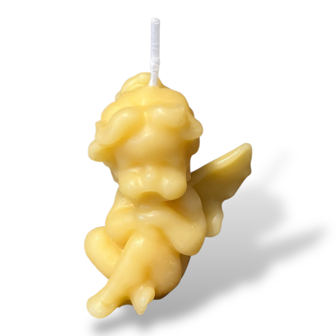 Bougie cire d'abeille Ange songeuse