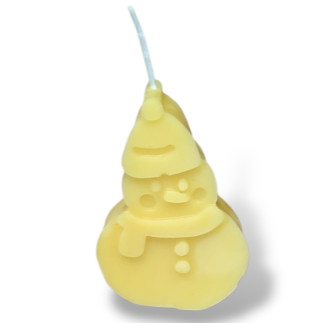Bougie cire d'abeille Bonhomme de neige