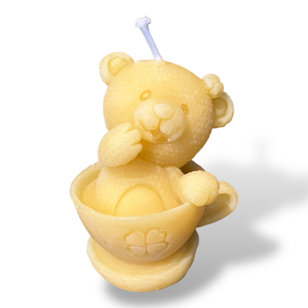 Bougie cire d'abeille animaux dans leur tasse - Schoenig apiculture