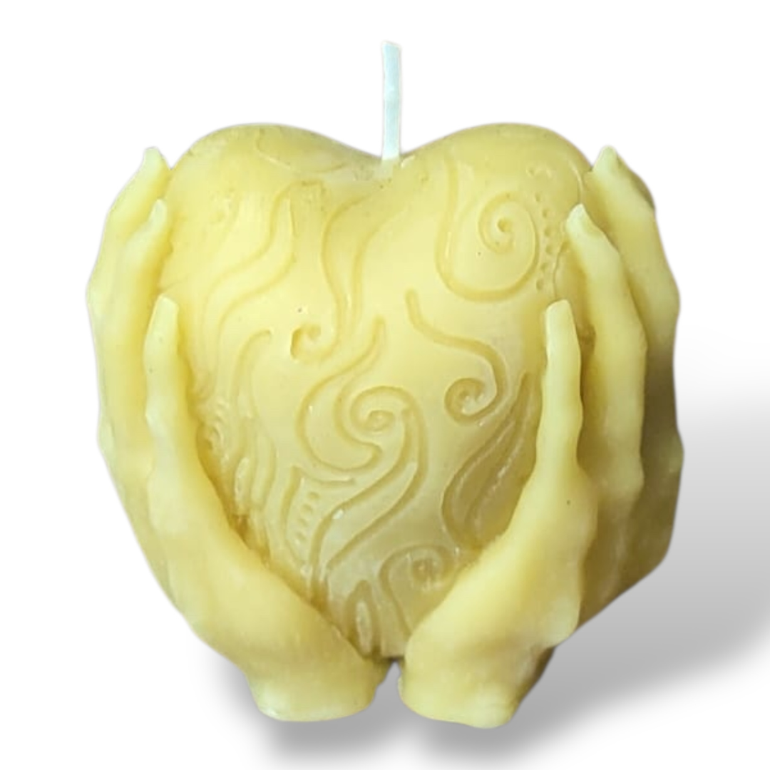 Bougie cire d'abeille coeur protecteur