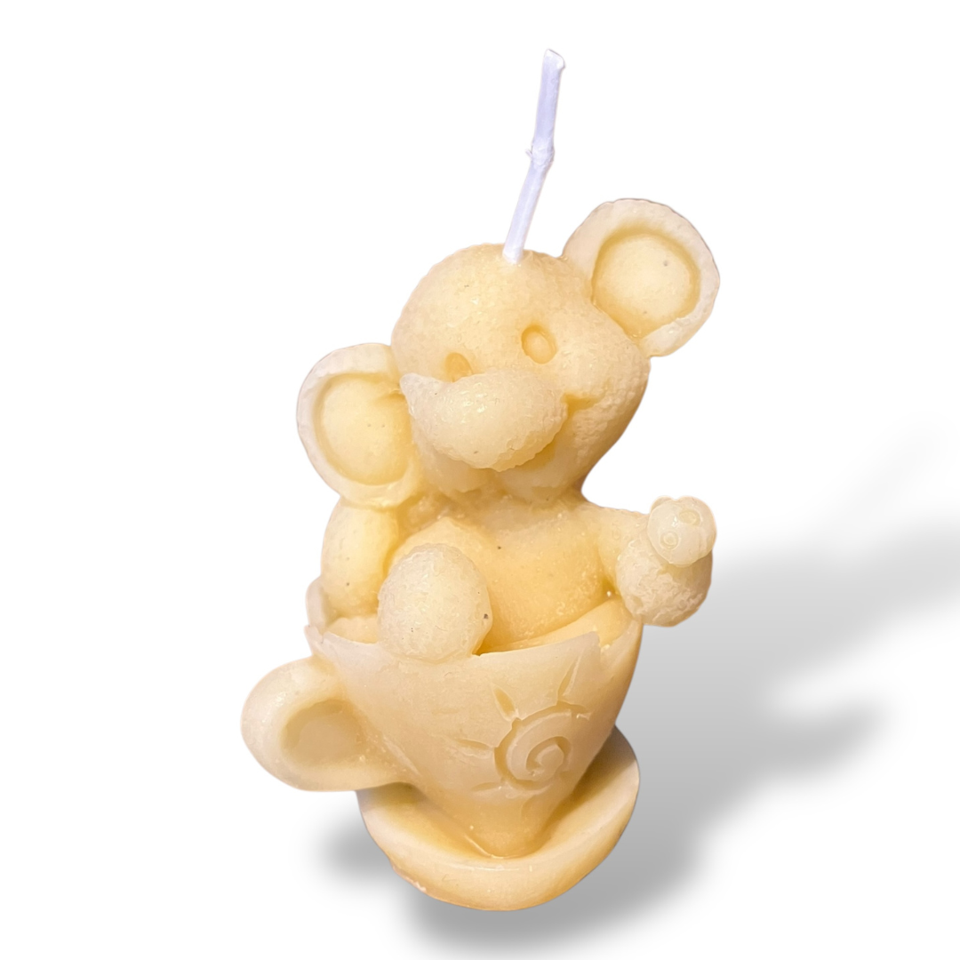 Bougie cire d'abeille animaux dans leur tasse