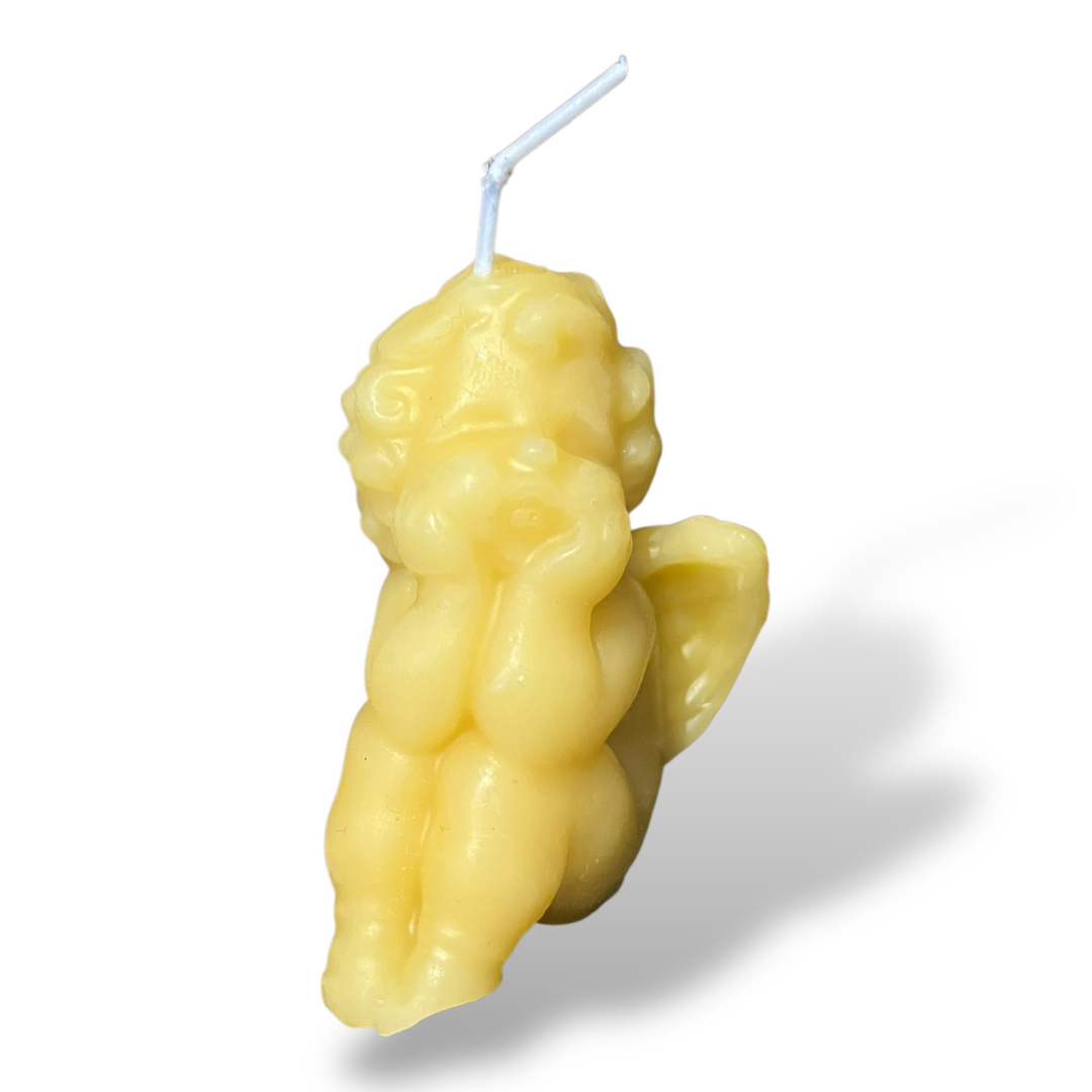 Bougie cire d'abeille Ange penseur