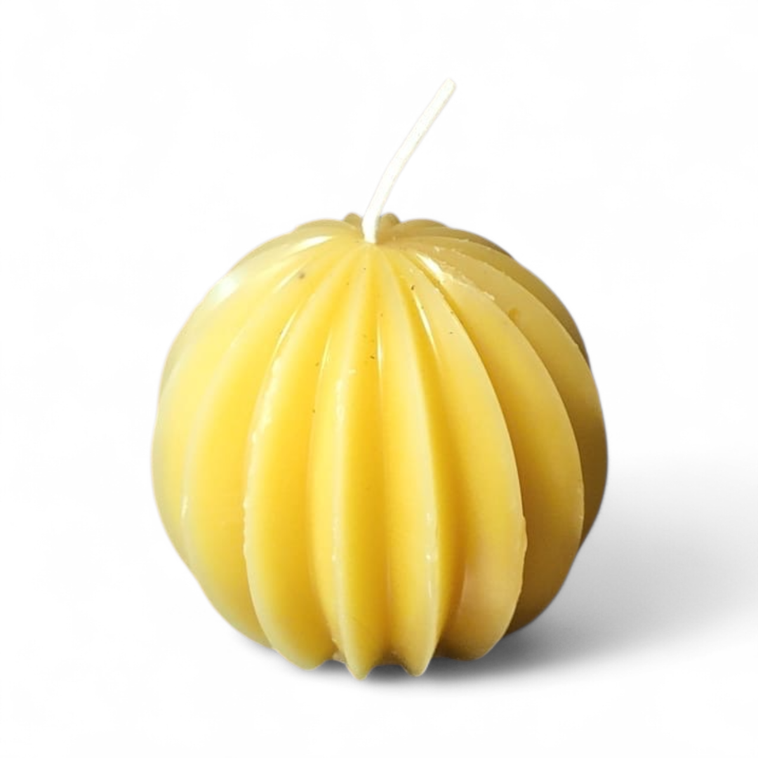 Bougie cire d'abeille Sphère striée