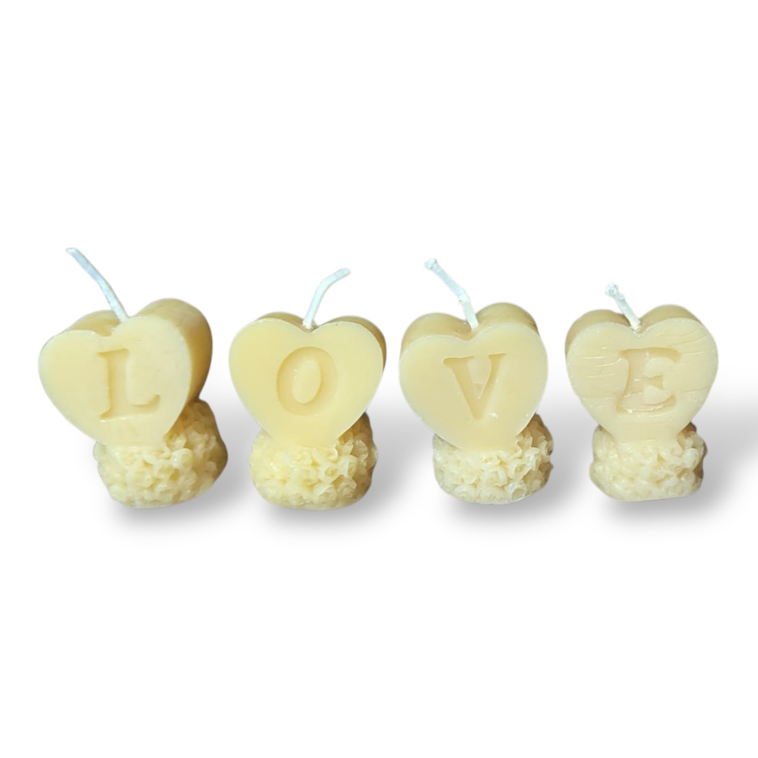 Bougie cire d'abeille Coeur Love