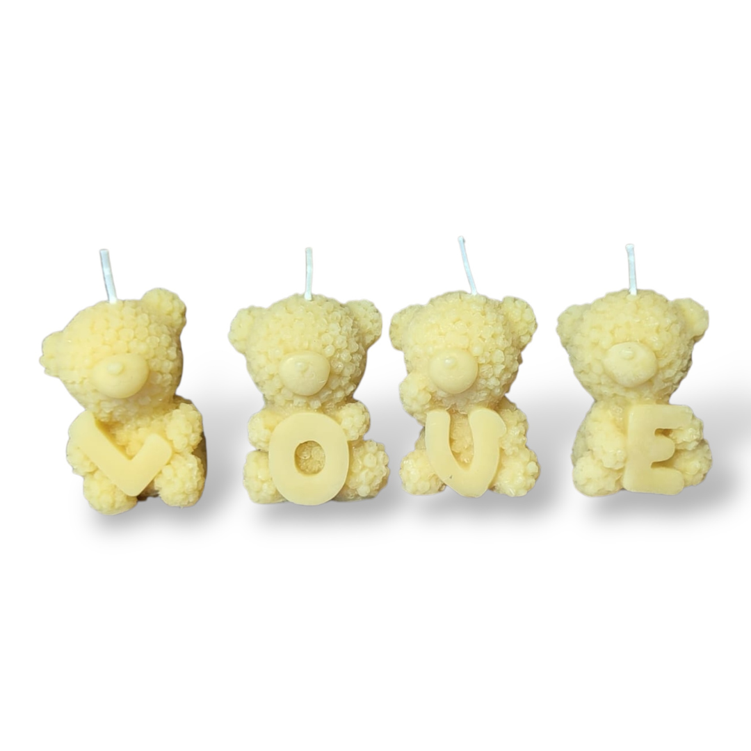 Bougie cire d'abeille Ourson Love