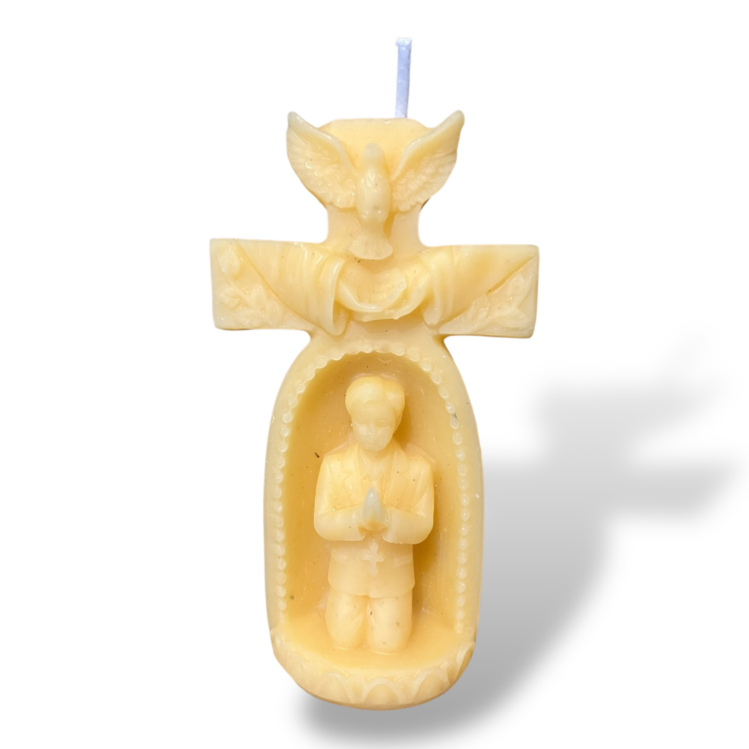 Bougie cire d'abeille enfant en prière garçon/fille - Schoenig apiculture