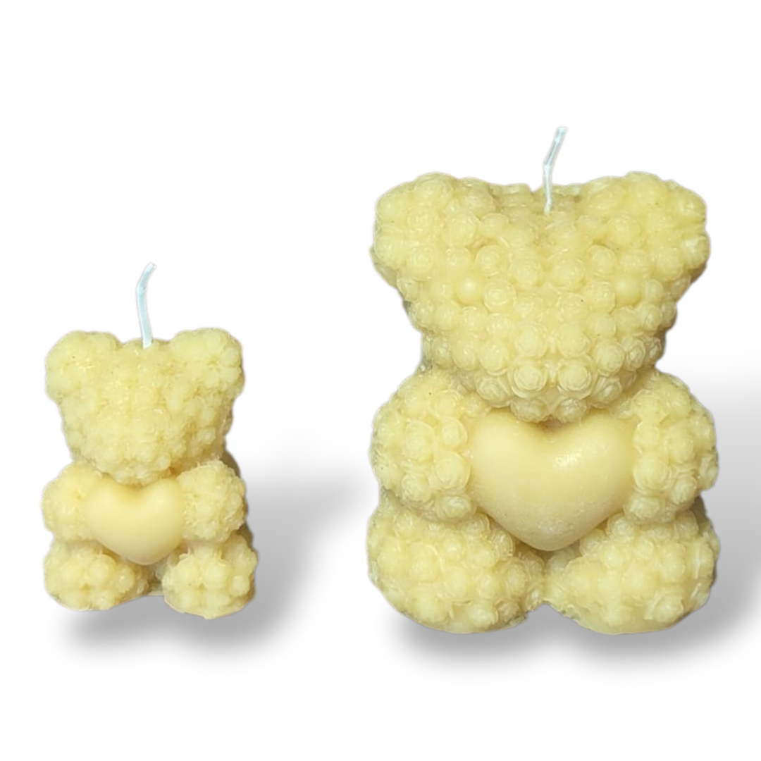 Bougie cire d'abeille Ourson Coeur