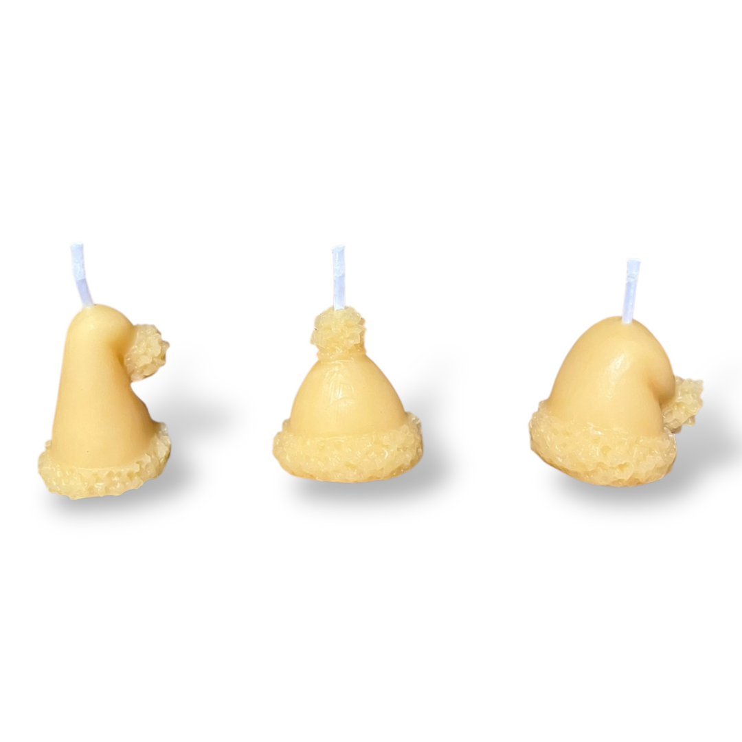 Bougie cire d'abeille Trio bonnets d'hiver