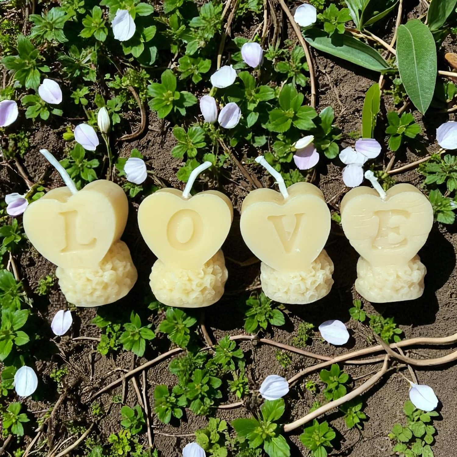 Bougie cire d'abeille Coeur Love