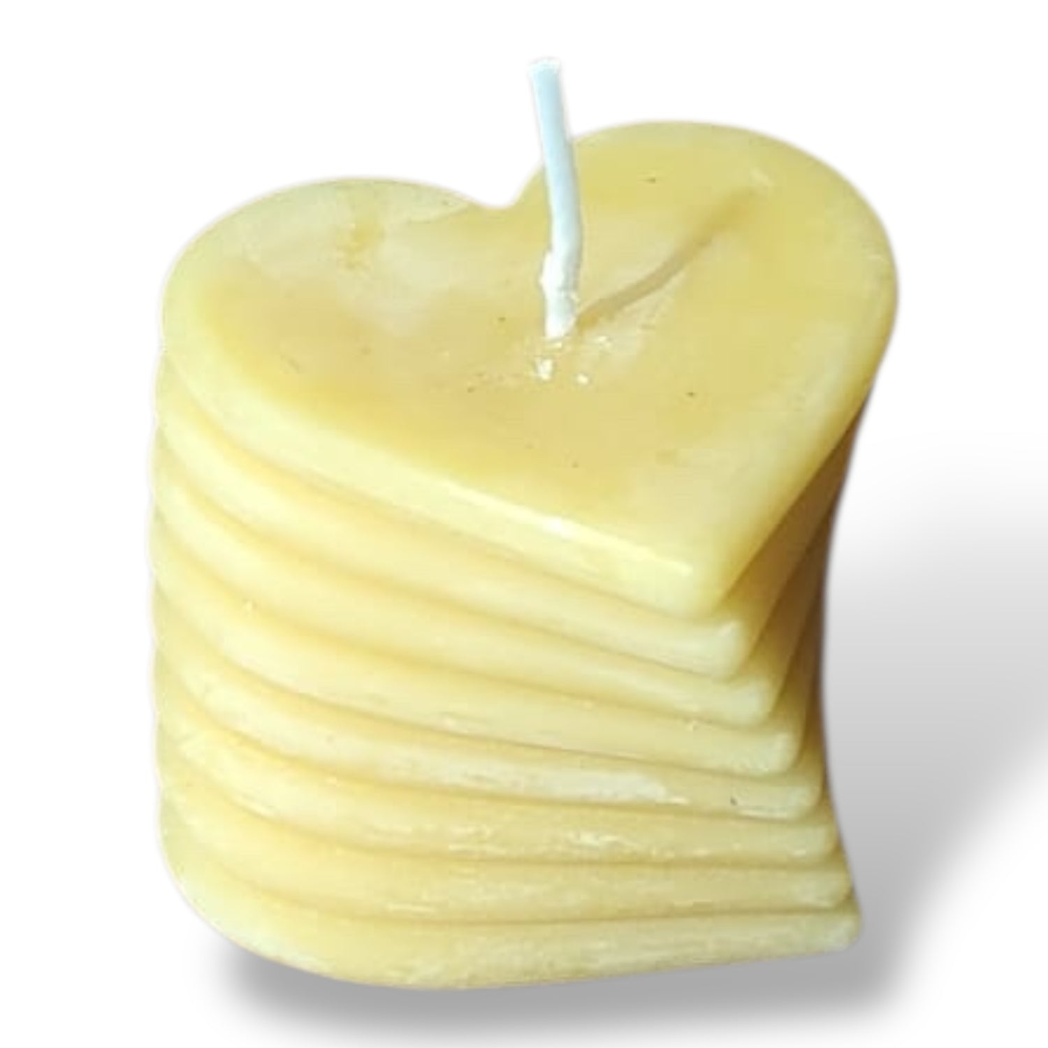 Bougie cire d'abeille coeur ondulé