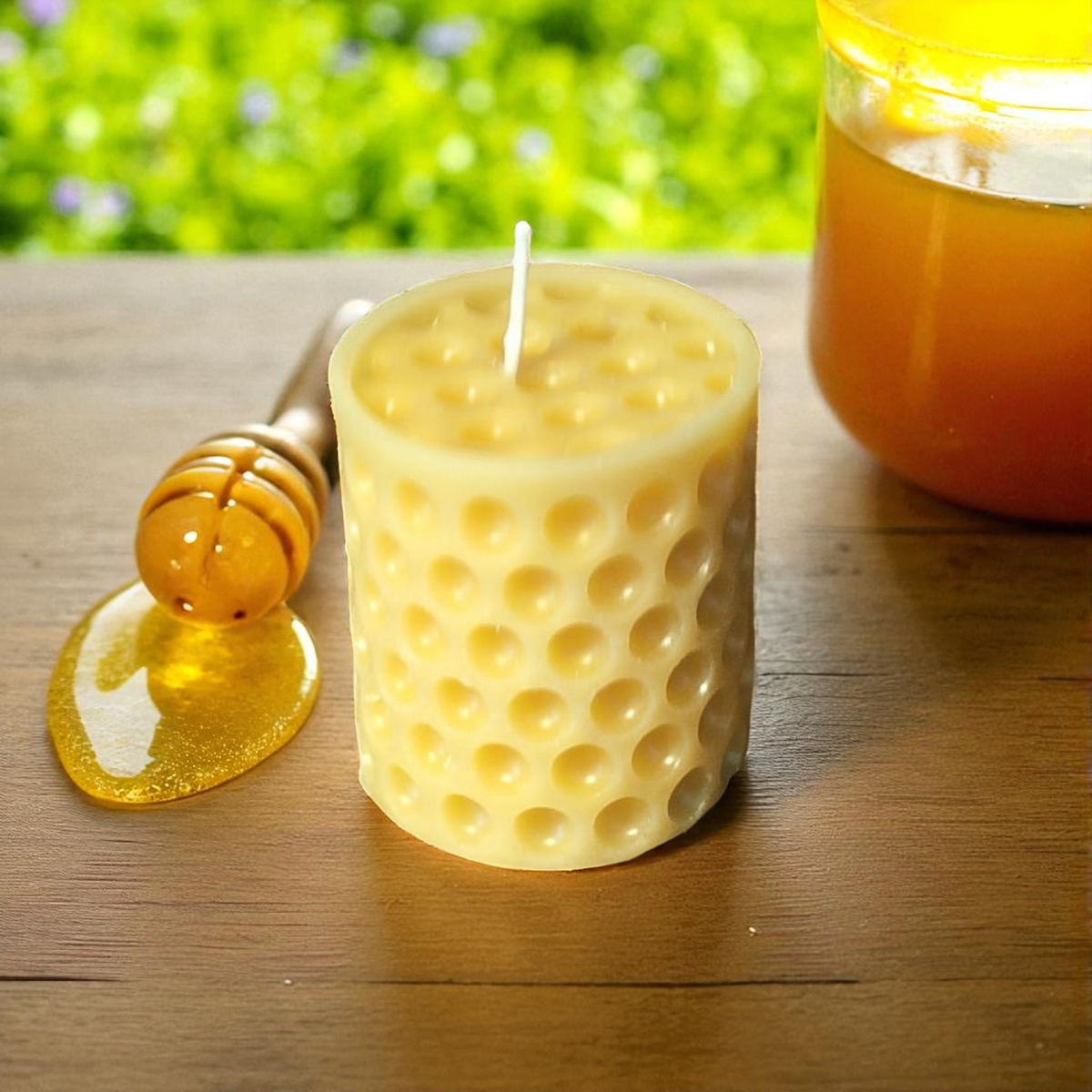 Bougie cire d'abeille Cylindre Alvéolé