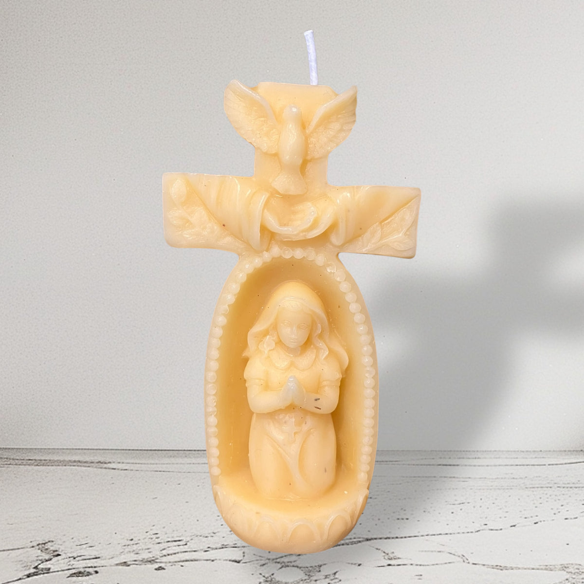 Bougie cire d'abeille enfant en prière garçon/fille - Schoenig apiculture