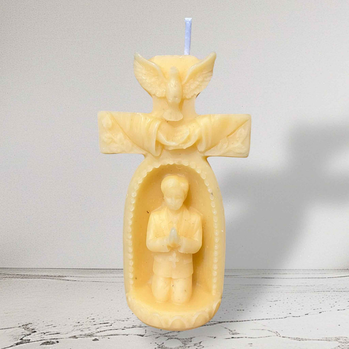 Bougie cire d'abeille enfant en prière garçon/fille