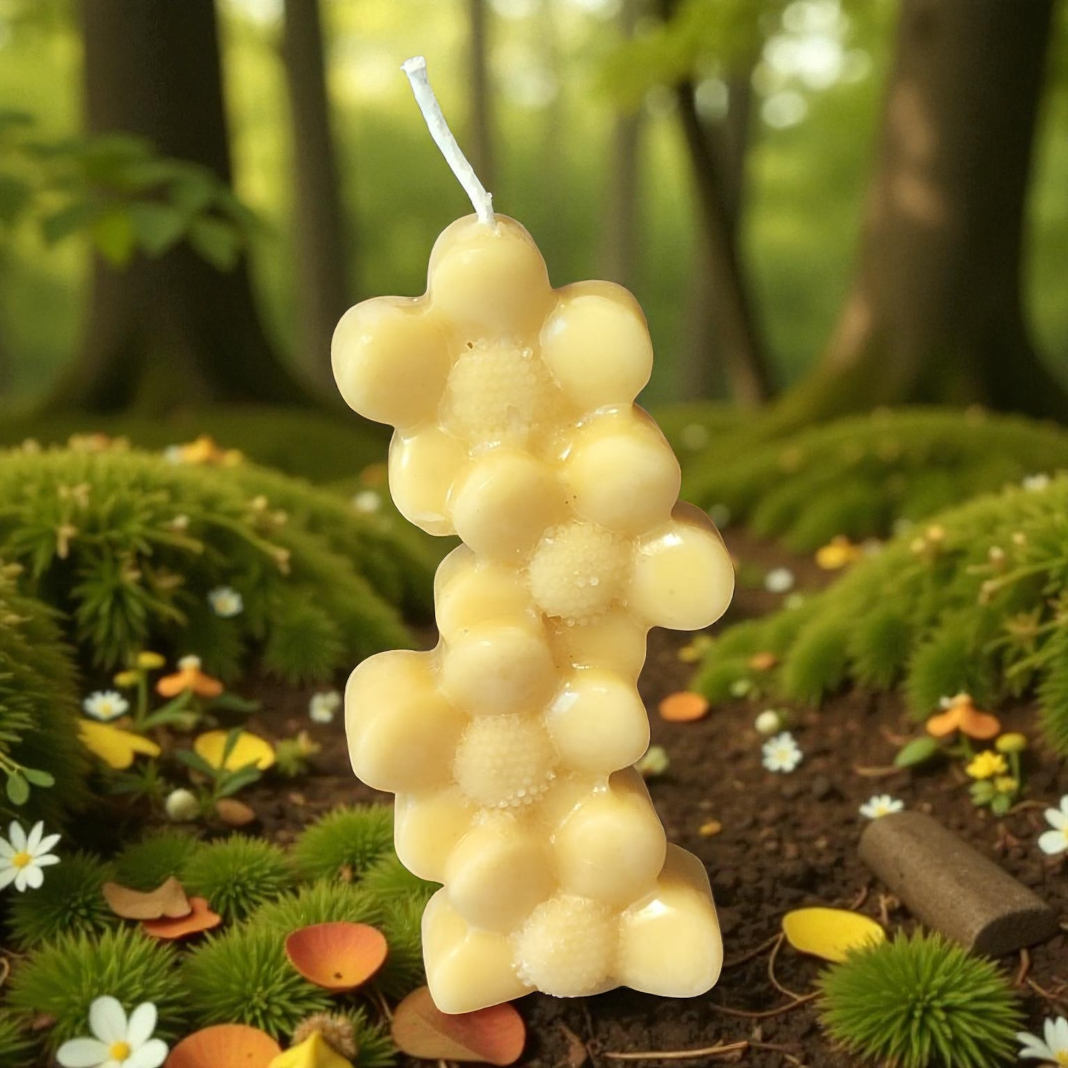 Bougie cire d'abeille fleurs de printemps