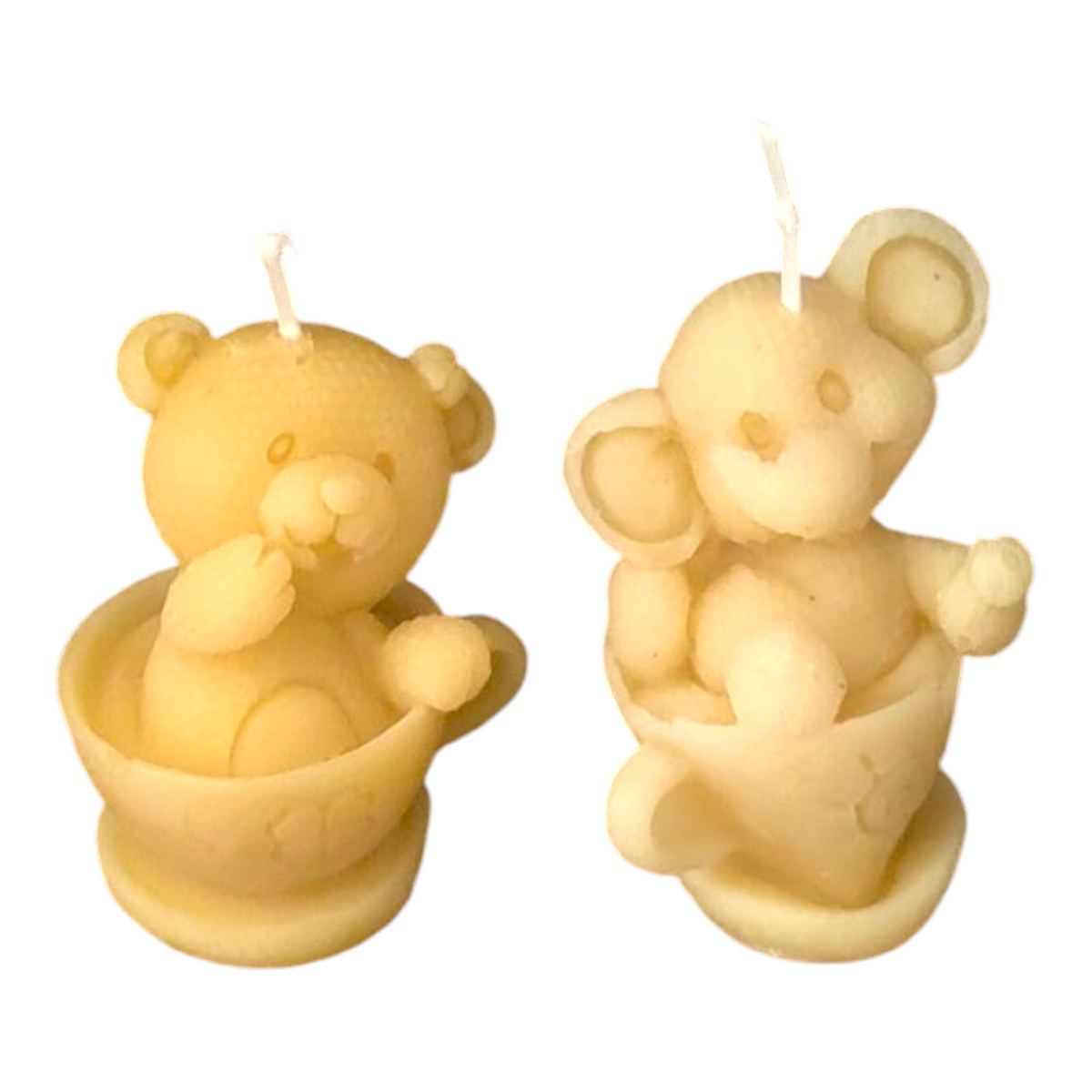 Bougie cire d'abeille animaux dans leur tasse - Schoenig apiculture