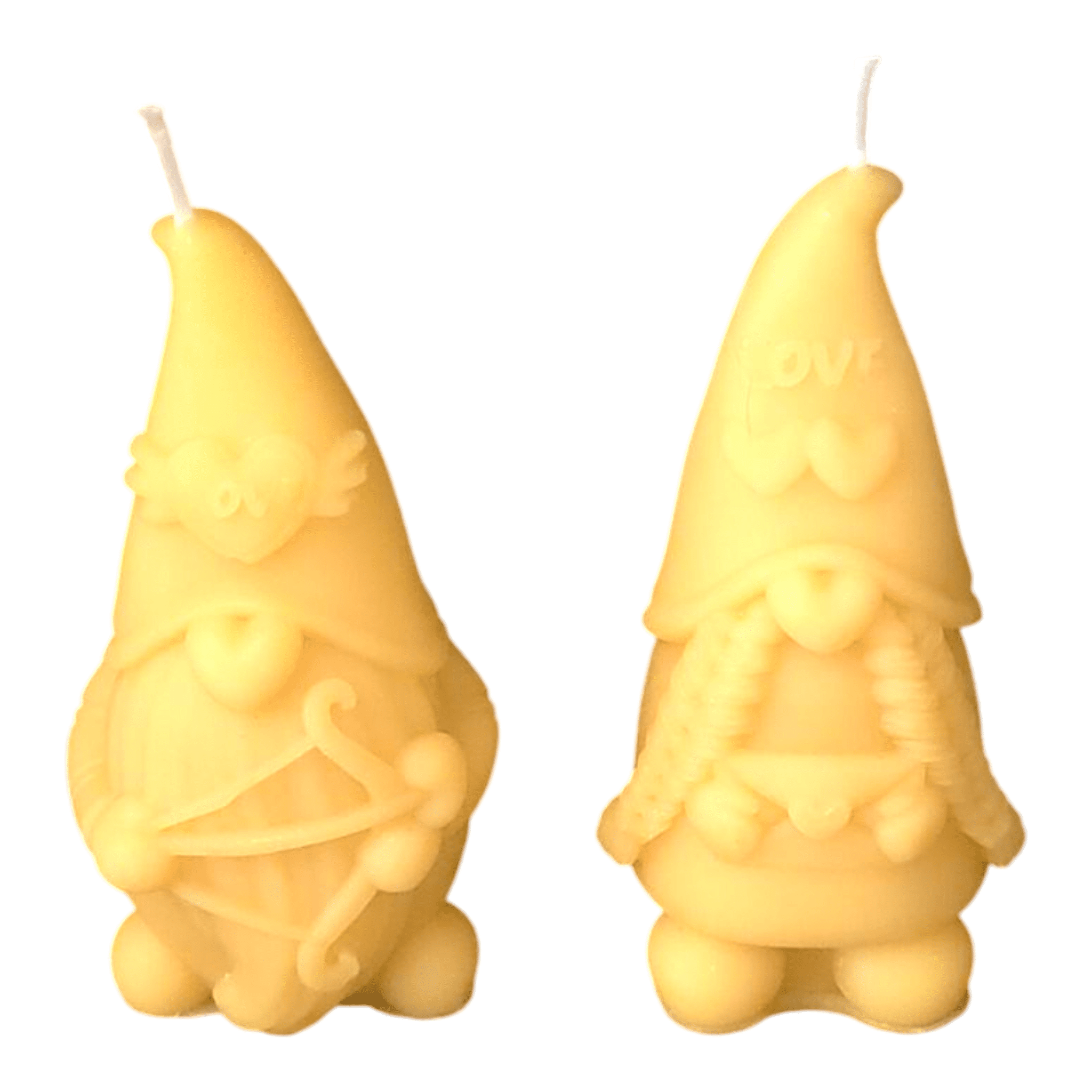 Bougie cire d'abeille couple gnomes love - schoenig apiculture
