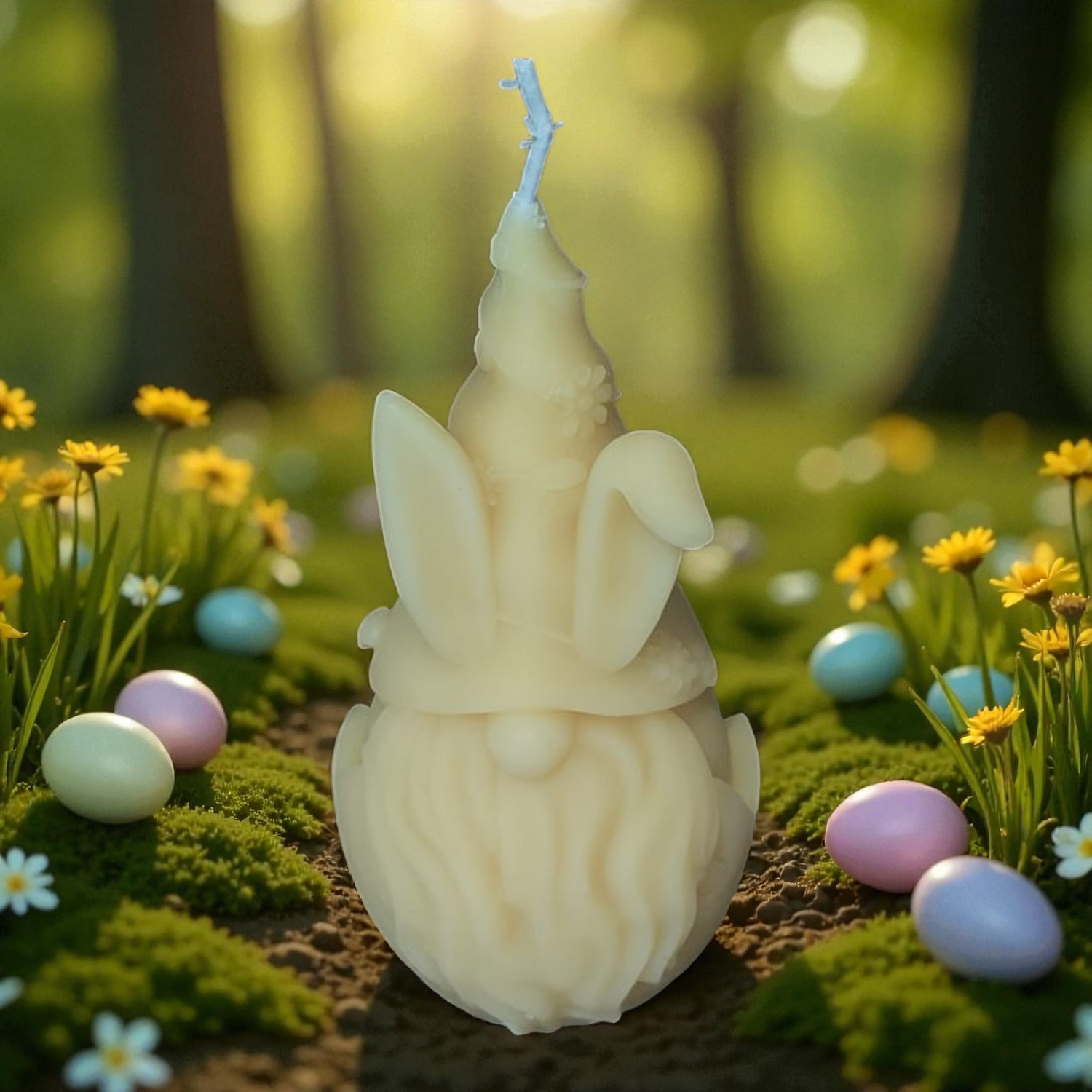 Bougie cire d'abeille lutin de pâques tresses+Barbu