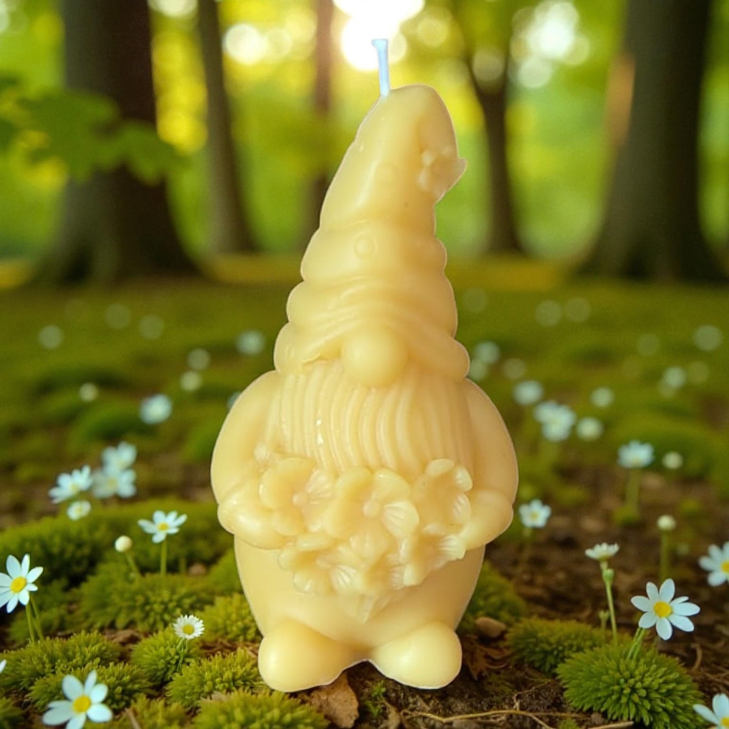 Bougie cire d'abeilles Lutin de Pâques Fleuri