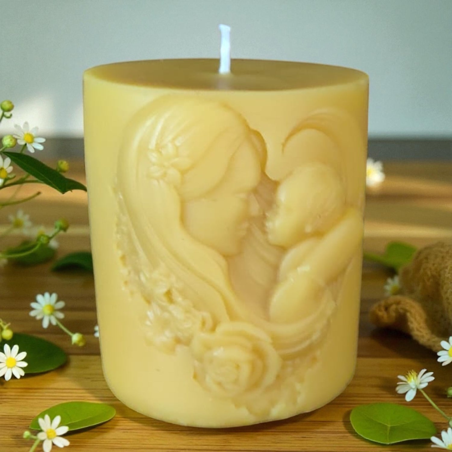 Bougie cire d'abeilles Maman & Enfant