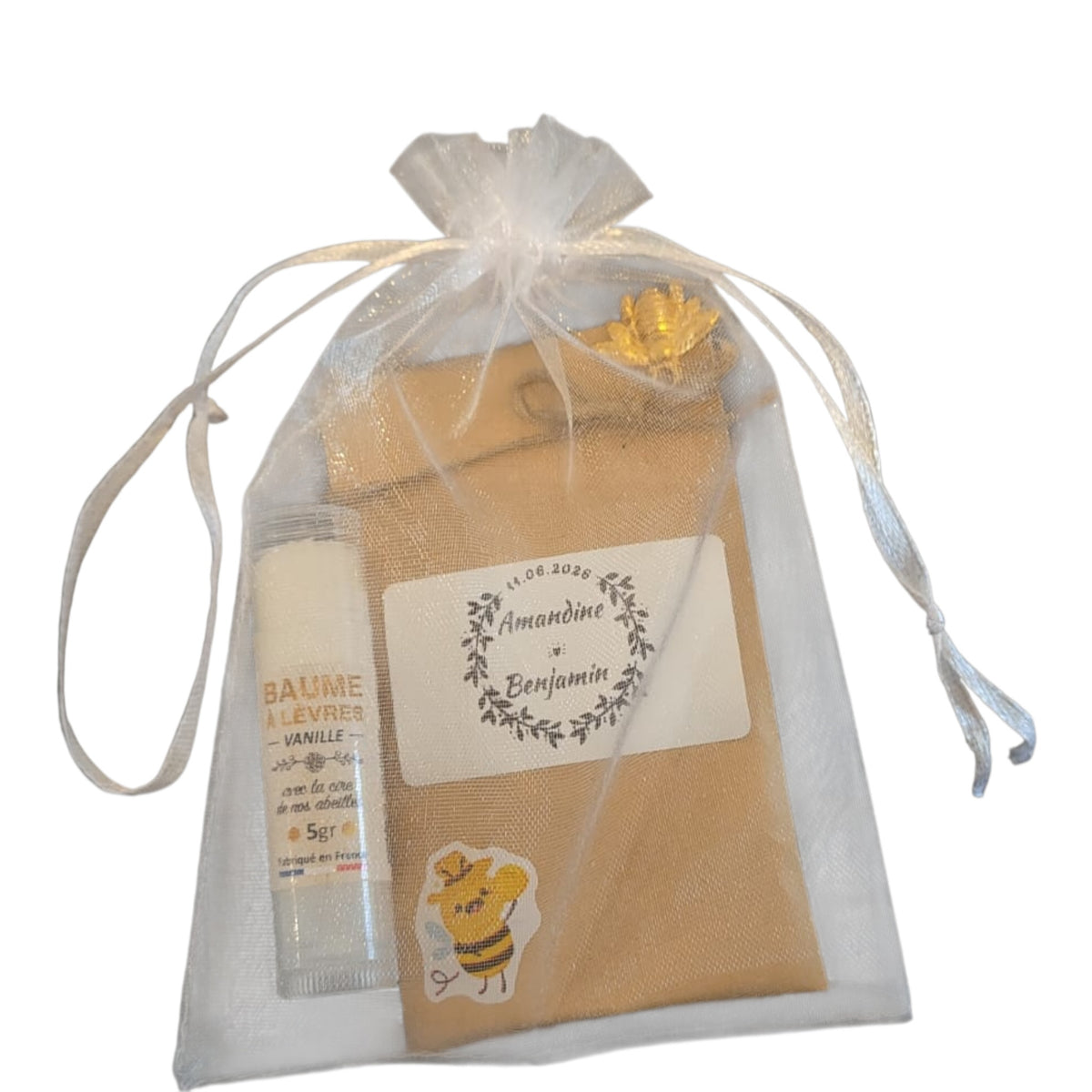 Cadeau invités mariage personnalisé modèle bohème avec couronne florale