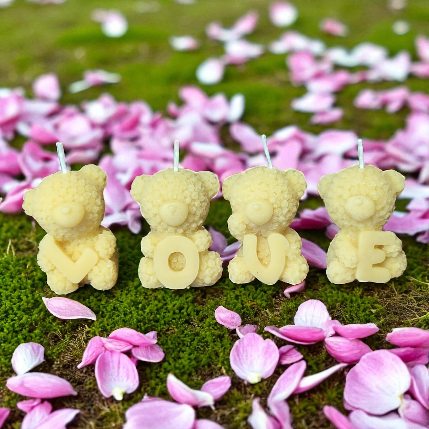 Bougie cire d'abeille Ourson Love