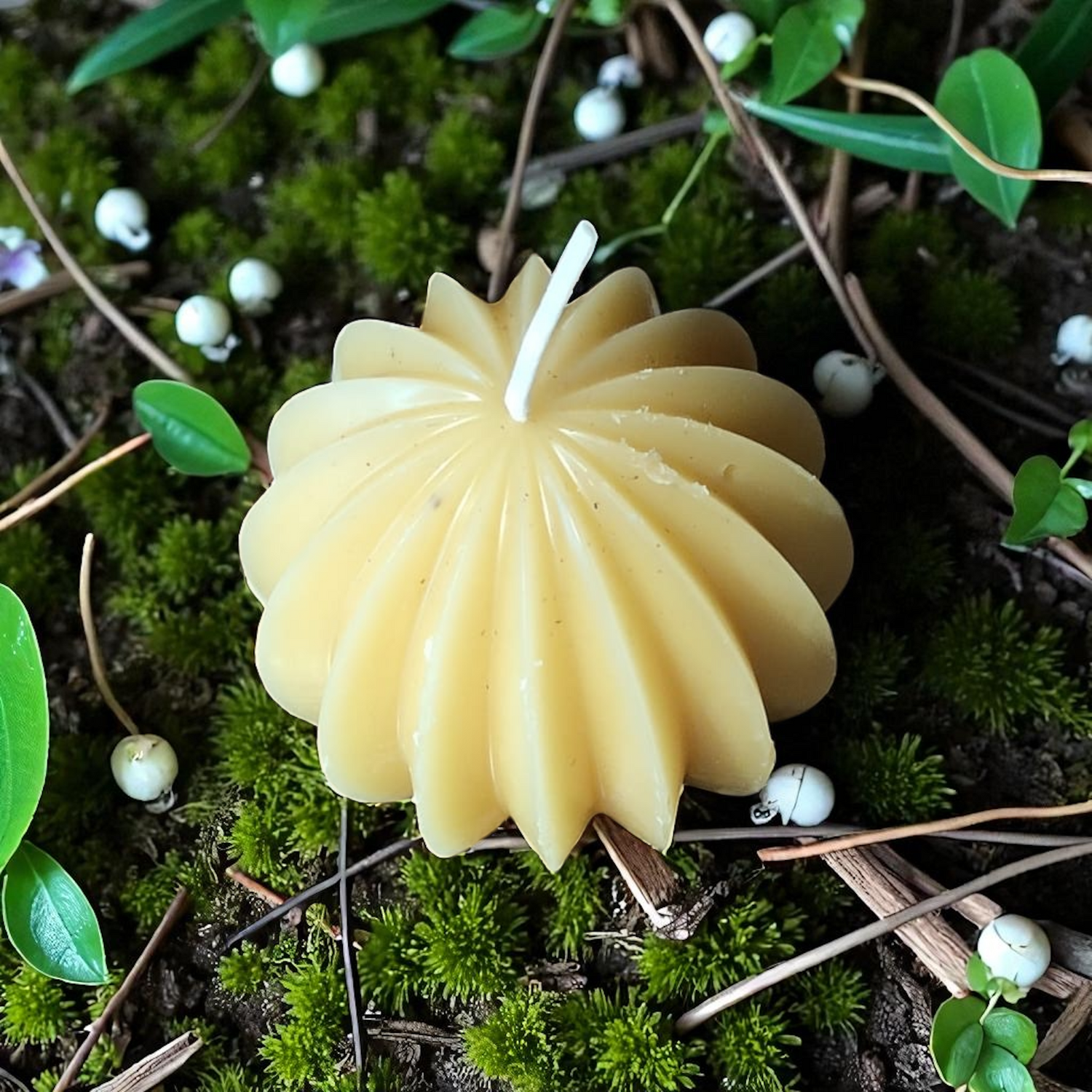 Bougie cire d'abeille Sphère striée