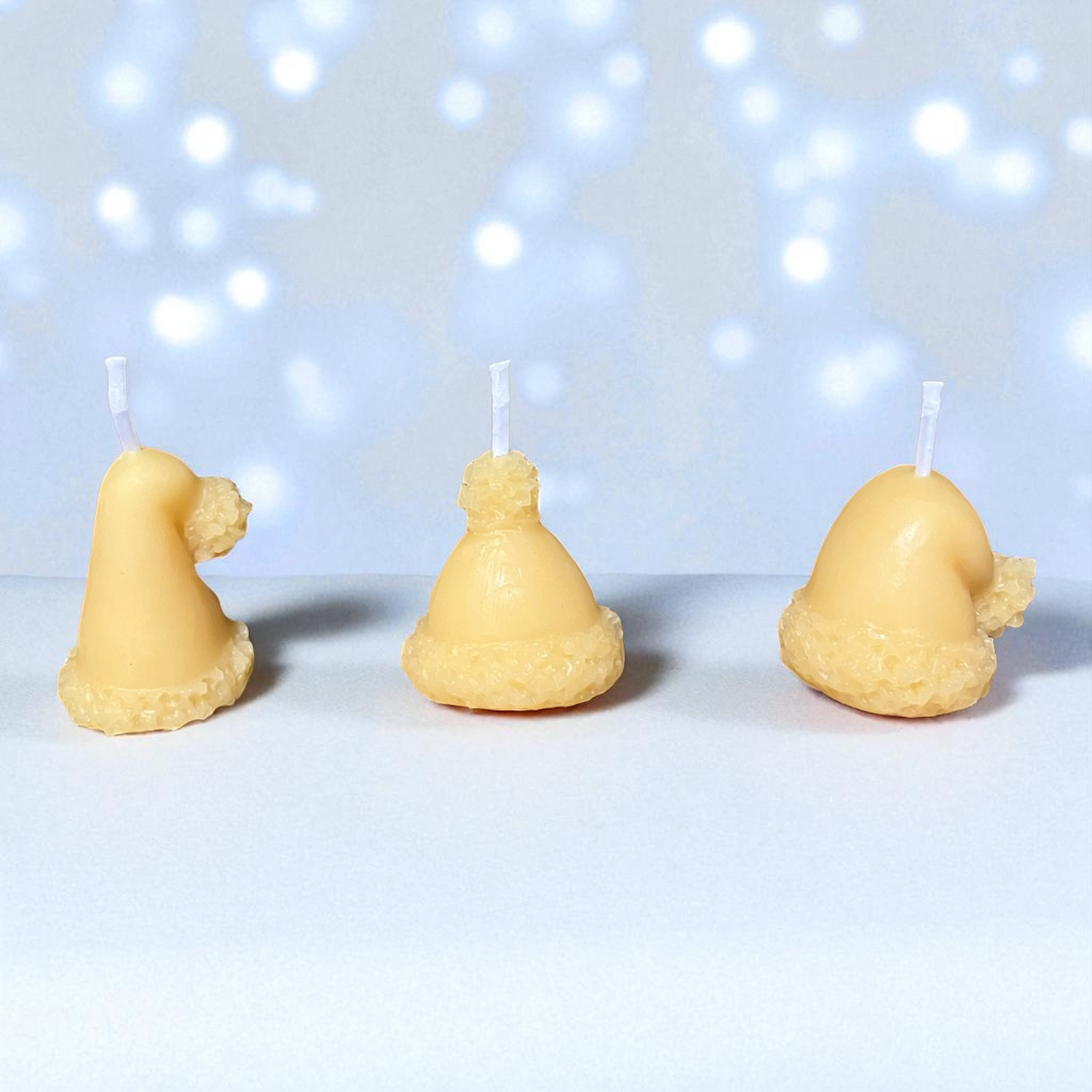 Bougie cire d'abeille Trio bonnets d'hiver