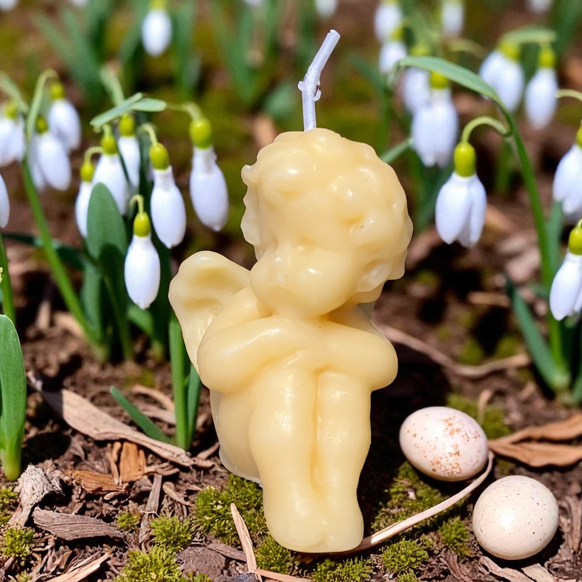 Bougie cire d'abeille Ange contemplation