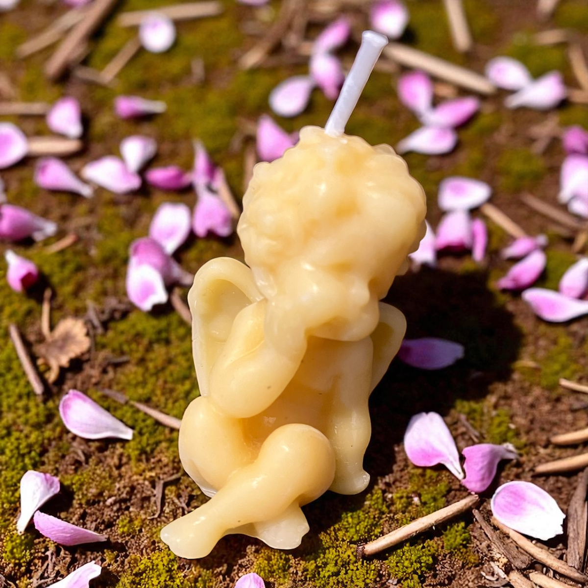 Bougie cire d'abeille Ange songeur