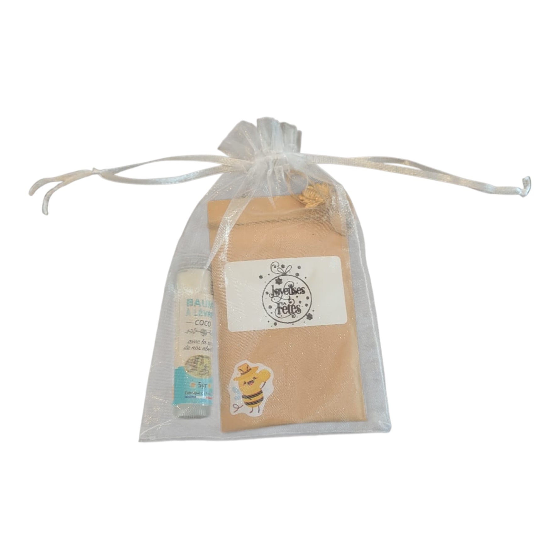 Cadeau entreprise Joyeuses Fêtes avec sachet de graines de fleurs personnalisé et baume à lèvres coco artisanal