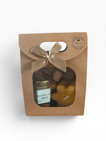 Cadeau entreprise personnalisé avec étiquette Merci pour votre fidélité, miel artisanal et bougie de Noël