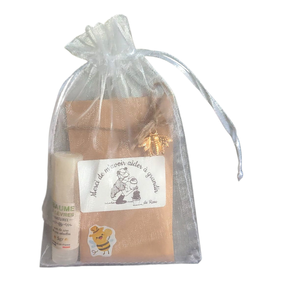 Cadeau fin d’année personnalisé maîtresse merci de m’avoir aidé à grandir avec graines de fleurs et baume à lèvres artisanal