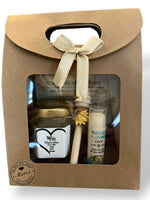 Cadeau fin d’année maîtresse avec coffret miel artisanal et baume à lèvres à la cire d’abeille