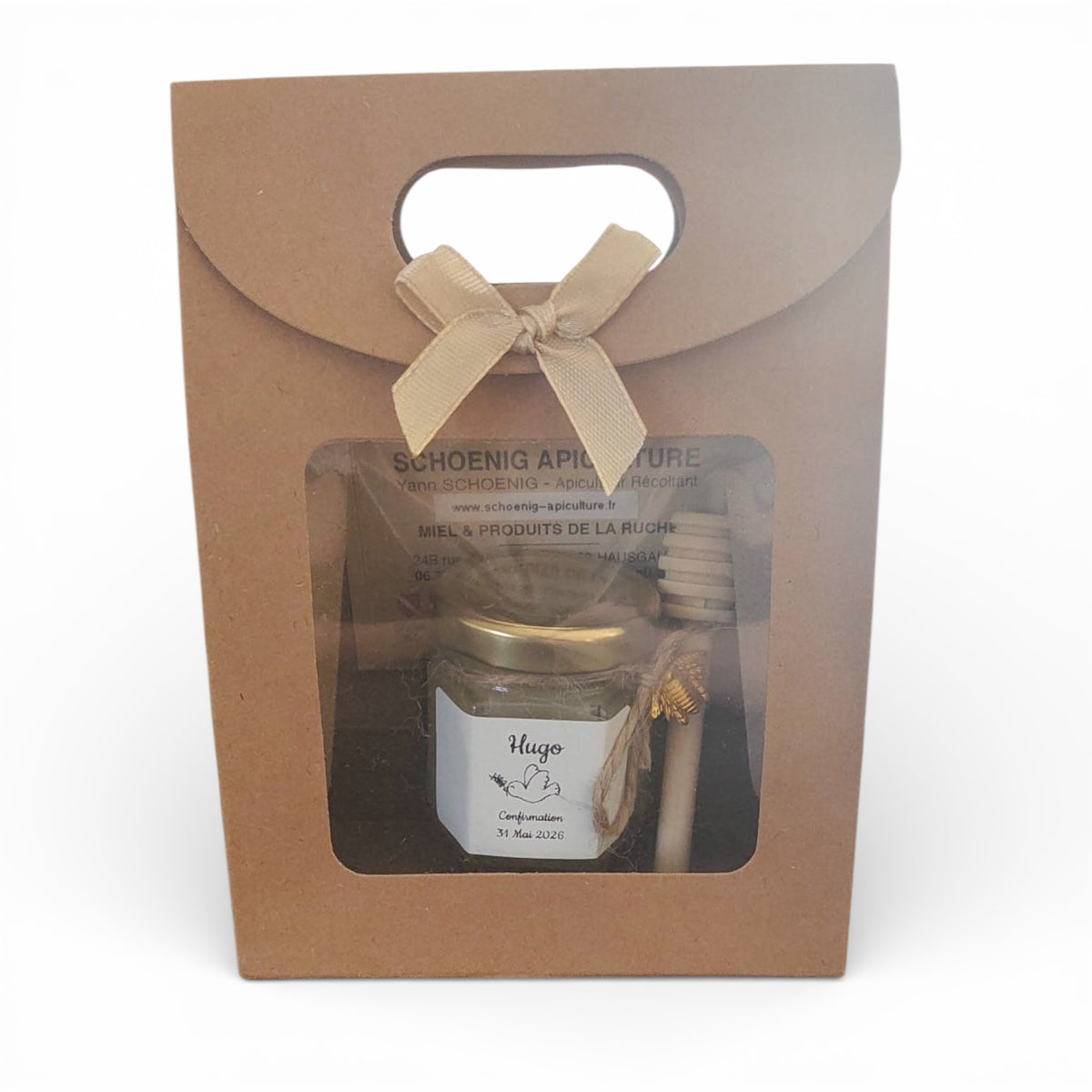 cadeau invités mariage coffret miel personnalisé avec cuillère-communion