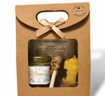 Coffret cadeau Baby Shower avec pot de miel personnalisé et bougie en forme de croix chrétienne