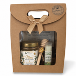 Coffret cadeau client entreprise avec miel artisanal personnalisé, baume à lèvres naturel et cuillère à miel
