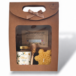 Coffret cadeau client entreprise personnalisé avec miel artisanal et bougie flocon de Noël