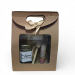 Coffret cadeau client original avec miel de la ruche, baume à lèvres naturel et accessoires naturel