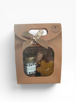 Coffret cadeau client personnalisé avec pot de miel et bougie flocon de Noël pour remerciement professionnel