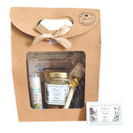 Coffret cadeau personnalisé sur mesure avec mini pot de miel artisanal, baume à lèvres à la cire d'abeille, cuillère à miel en bois et étiquette personnalisée pour mariage, baptême, communion, anniversaire ou tout autre événement.