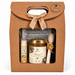Coffret cadeau entreprise de Noël avec miel artisanal personnalisé et baume à lèvres naturel