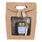 Coffret cadeau invité baptême personnalisé avec mini pot de miel, étiquette prénom et cuillère en bois par Schoenig Apiculture
