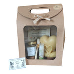 Coffret cadeau invité mariage avec miel artisanal personnalisé, baume à lèvres artisanal à la cire d'abeille et bougie cœur cygne en cire d'abeille, fabrication artisanale.
