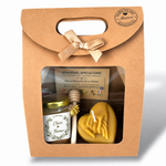 Coffret cadeau mariage personnalisé avec miel artisanal, cuillère à miel et bougie cœur en cire d'abeille